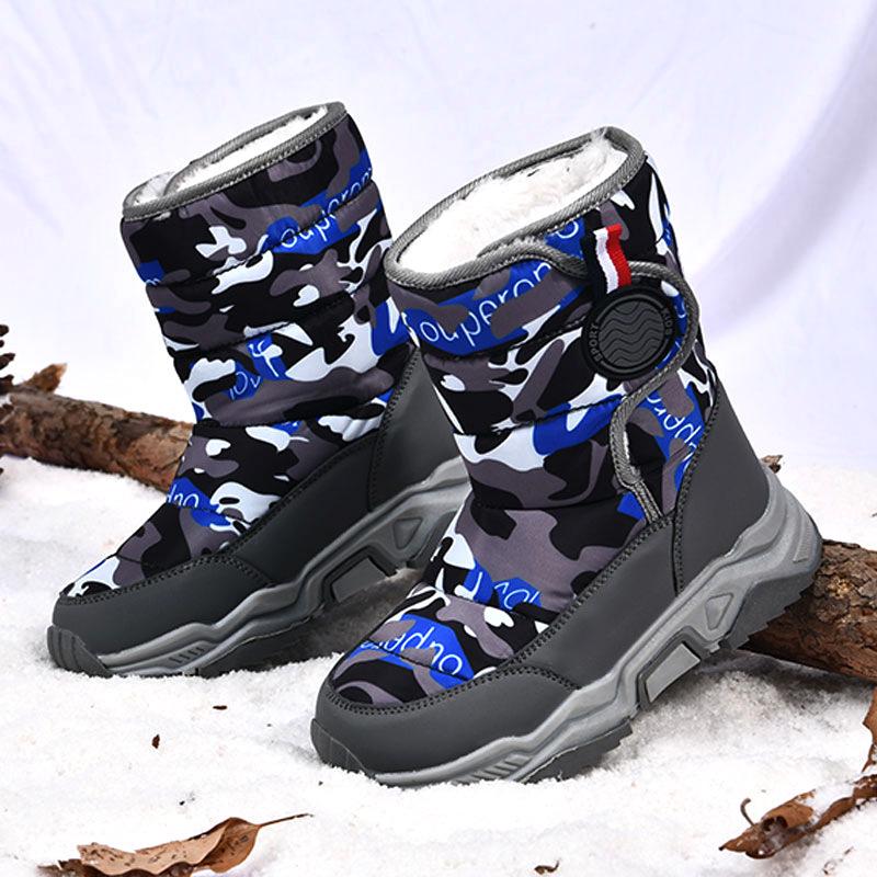 Kids' Winter Snow Boots - Warm, Velvet-Lined, Anti-Slip Leather Shoes for Outdoors