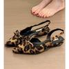 Fashion Luxury Women Low Heels Slingbacks Sandals Leopard Genuine Leather Party Spring Summer Shoes Woman Sandals Pumps
