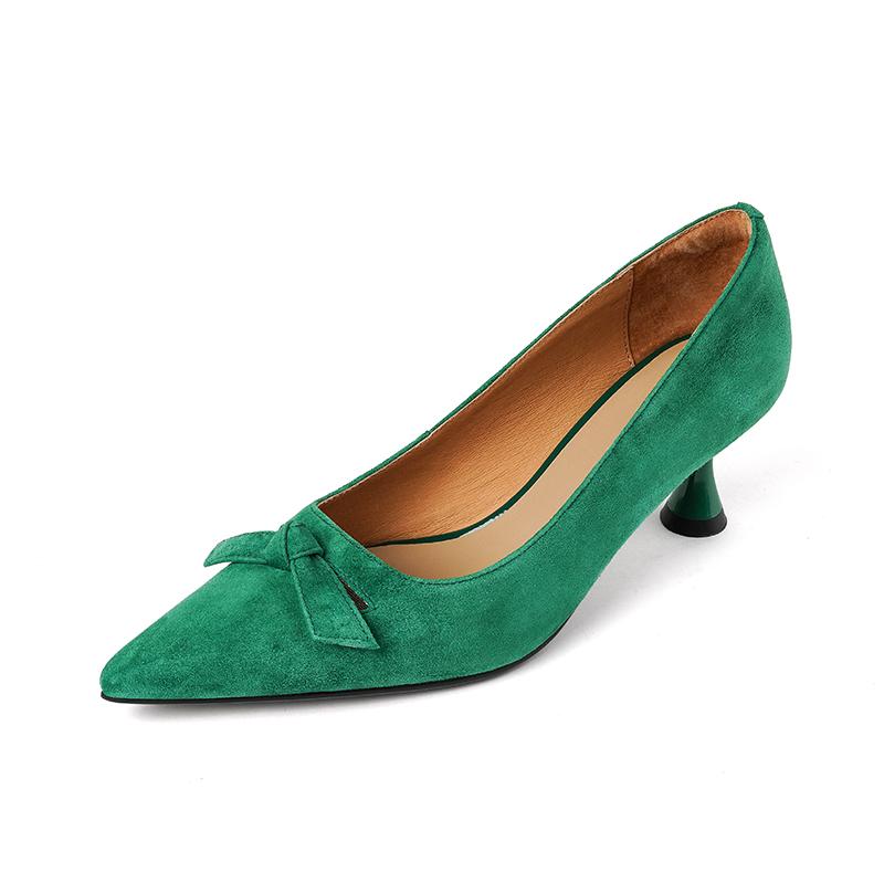 Fashion 2025 New Fashion Women Pumps Shoes Chunky High Heels Spring Elegant Summer Pointed Toe Casual Shoes Woman Black Green Size 34-40