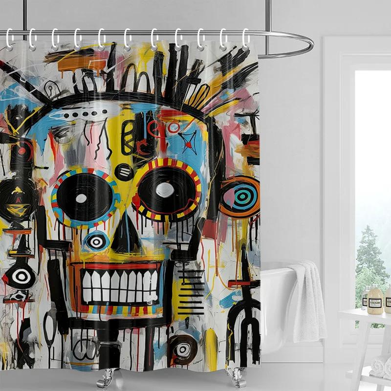 Bold Pop Art Shower Curtain - Sunglasses Lady with Colorful Splatter, Waterproof with Grommets, Modern Bathroom Decor