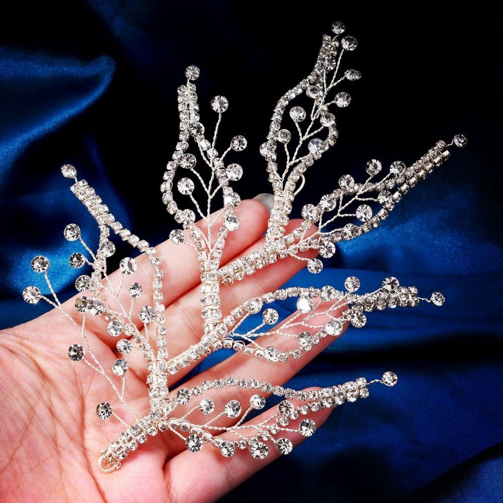 Crystal Bride Hairpin Branches Shape Wedding Headdress Fairy Bridal Hair Clip Hair Accessories
