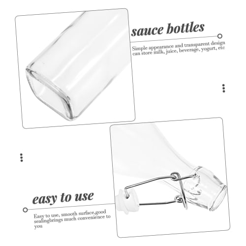 PHENOFICE 2-Piece Glass Bottles with Lids, Clear and Colorless, for Oil, Dressing, Juice, Vinegar, Sauces, and Soy Sauce Dispensers, Reusable Kitchen