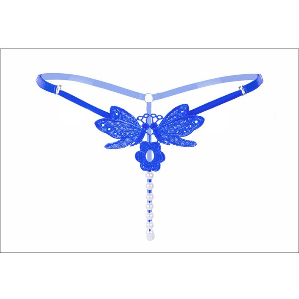 [Free Shipping] 4 Gift Boxes, Sexy Thong Women's Embroidered Pearl Massage Underwear Transparent Low-rise T-pants