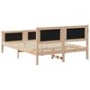 Brown and Black Bed Frame 135 x 190 cm Solid Pine Wood