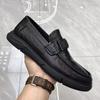 Soft Leather Beanie Shoes Lazy Business Black Casual Leather Shoes