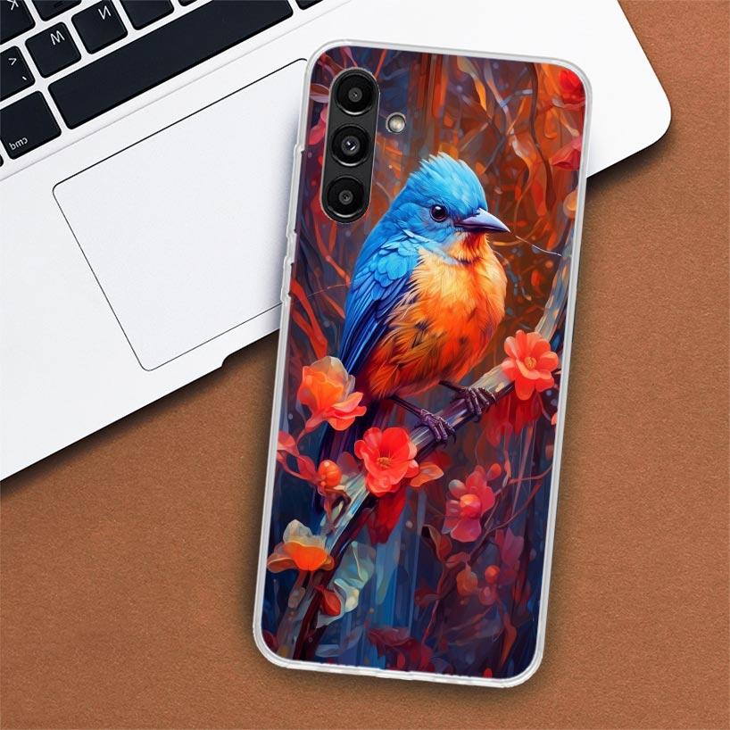 Animal Oil Painting Bird Phone Case For Samsung Galaxy A55 A54 A53 A52 A15 A14 A13 A12 A35 A34 A33 A32 A25 A24 A23 A22 A04S A03S