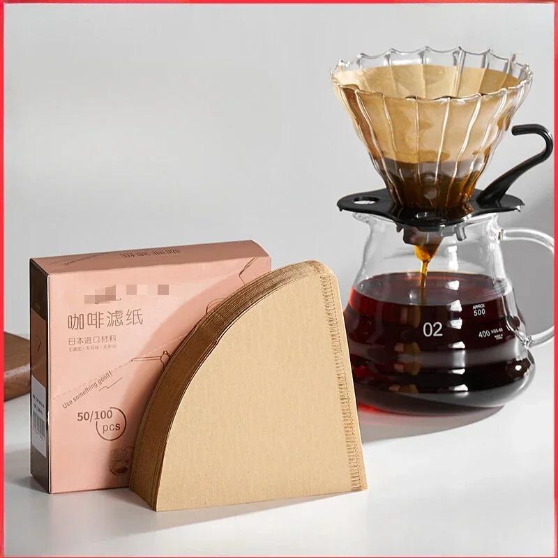 200piece Hand Brewed Coffee Filter Paper Disposable Fan-shaped Coffee Powder Filter Papers Drip  Coffeemaker Cone Leach Papers