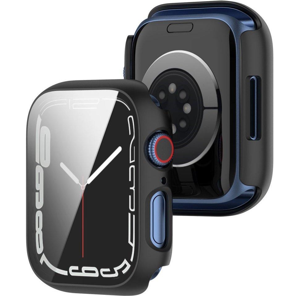 2in1 Case + Tempered Glass for Apple Watch 7/8/9 45MM, Black
