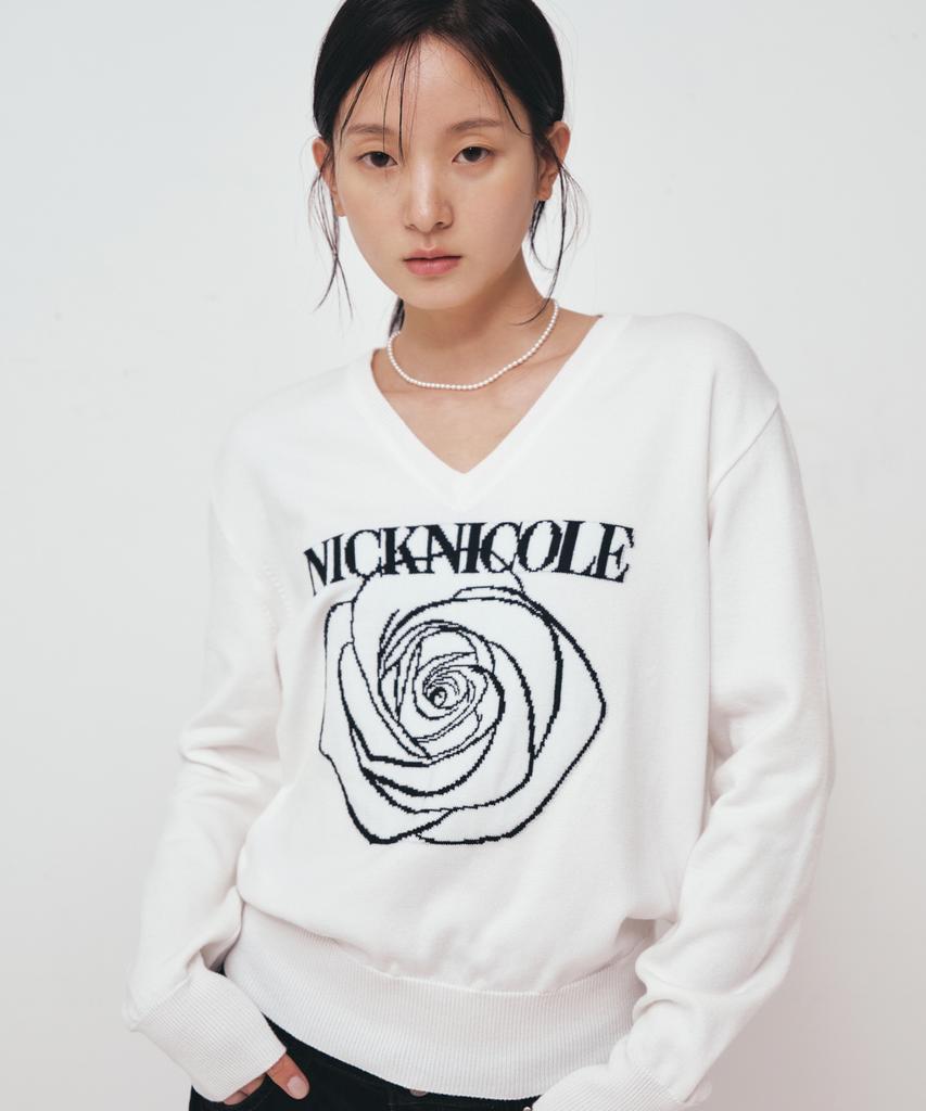 Nigaennikol Nicole Rose Jaquard Pullover Knit_Ivory