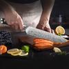 Professional Japanese Knives High Quality Damascus Steel Textured Kitchen Knives Sharp Meat Cutting Knives Chefs Santoku Knives