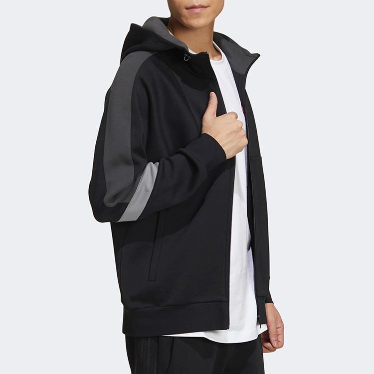 Adidas Colorblock Sports Casual Hooded Jacket Men Outerwear Black GM4430