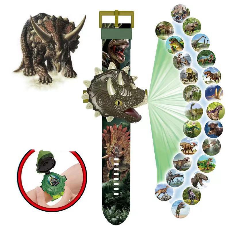 Kids Boys Dinosaur Projection Watch Toys For Children Fun Luminous Toy Watches Digital Screen 3D Cartoon Patterns Birthday Gift