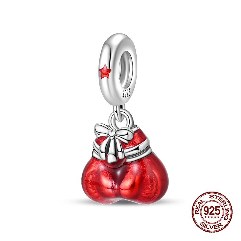 100% Copper Strawberry Lipstick Ladybird China Red Charms Beads Fitoriginal Bracelets For Women Diy Jewellery