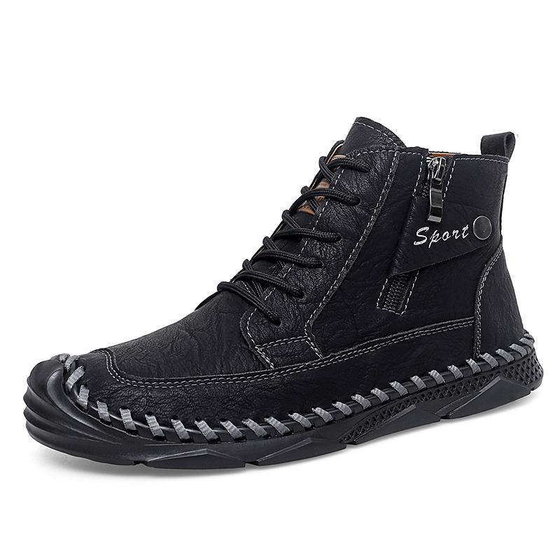 Fashion Winter Mens Outdoor Boots Luxury Handmade Leather Platform Hking Boots for Men Casual Shoes High Quality Warm Male Ankle Boots