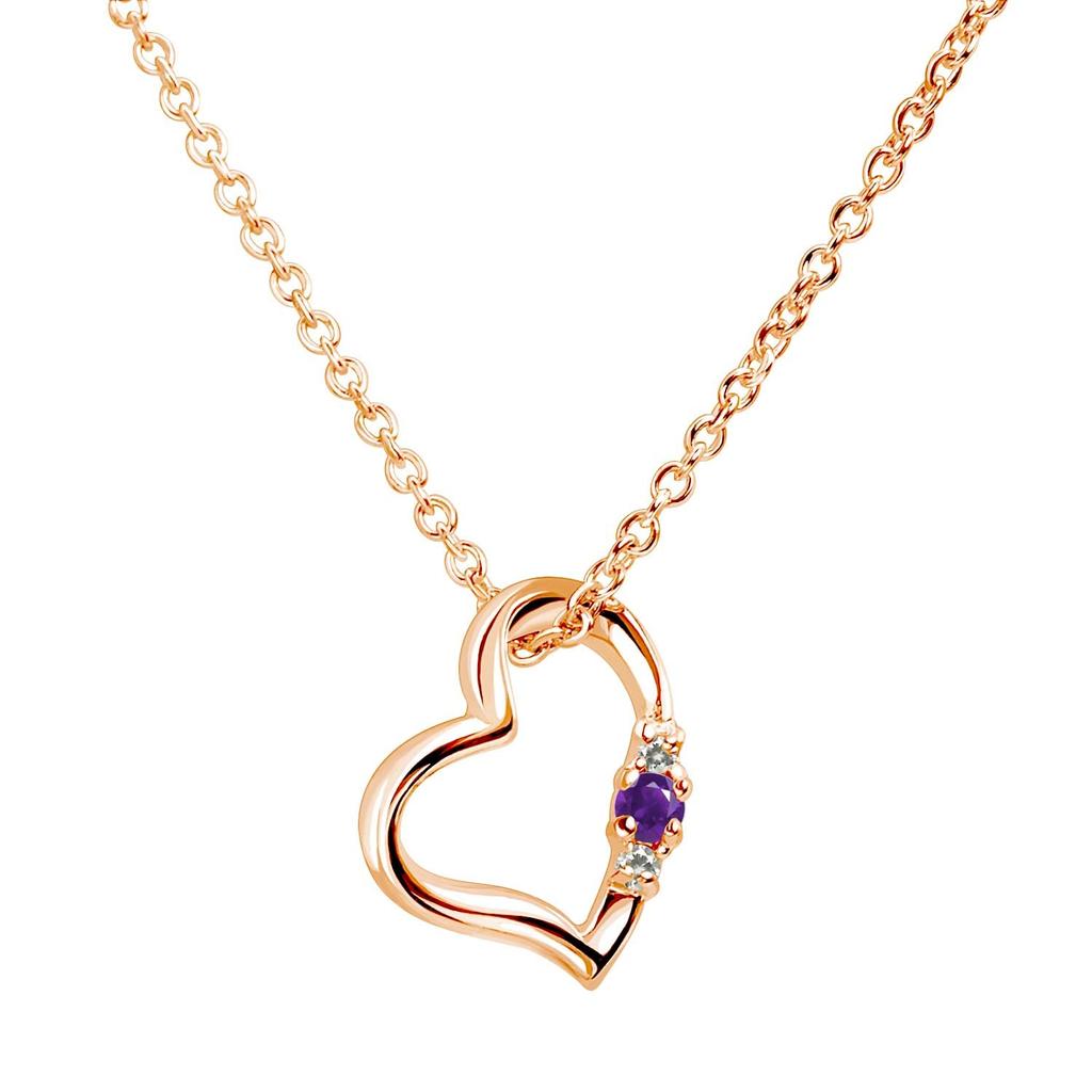 Sears Women's Diamond Amethyst Necklace in Pink Gold, February Birthstone, e1491-p-02