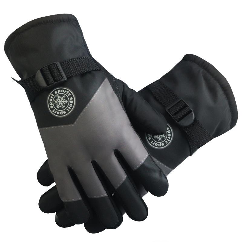 Warm gloves Autumn and winter ski gloves Full finger mens and womens velvet thickened warm non-slip waterproof outdoor riding One size