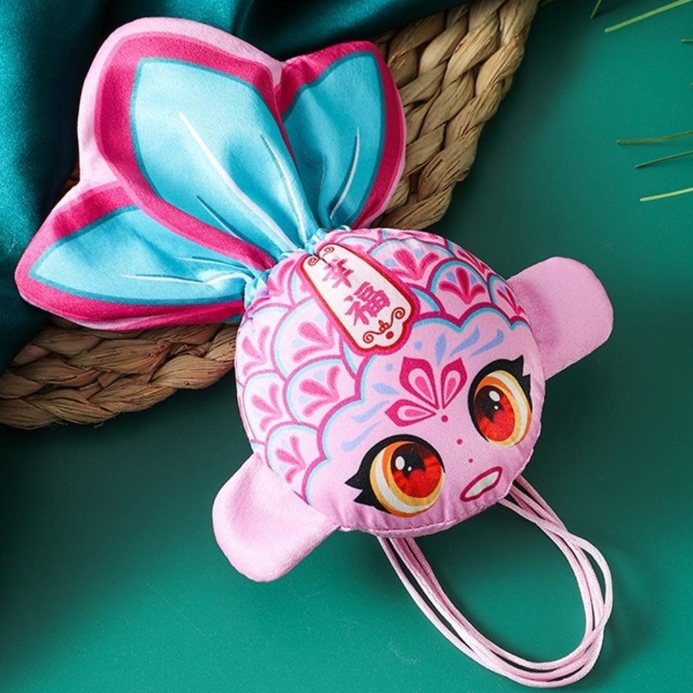 Embroidery Cartoon Koi Sachet Bag Chinese Style Good Luck Pouch Money Bag  Festive розовый