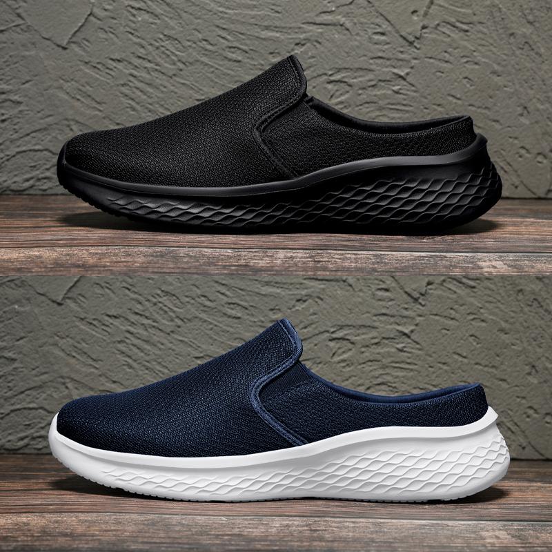 Mesh Open Back Casual Shoes Half Shoes for Men Mules Platform Closed-toe Loafers Slippers Summer Slides Sandal Slip On Flats