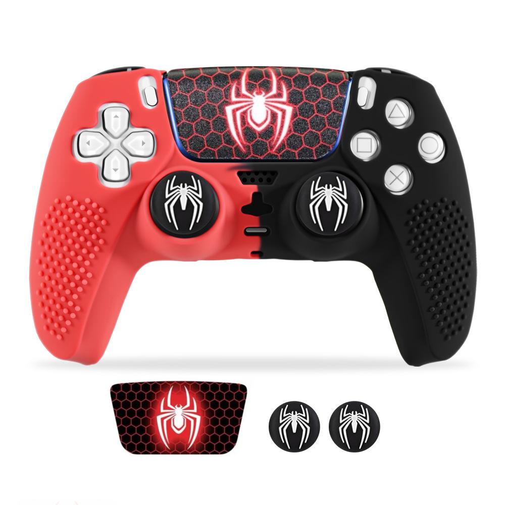 Anti-Slip Controller Silicone Cover Case for PS5 Gamepad Skin Shell with Rubber Thumb Stick Grip Gaps Touch Pad Sticker for PS5