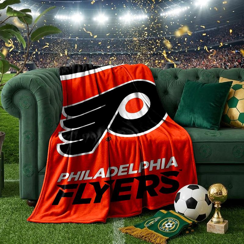 Flyers Hockey Team Throws Blanket Flannel Blankets Plush for Couch Bed Gifts for Men Women Travel picnic blanket Christmas fan gifts