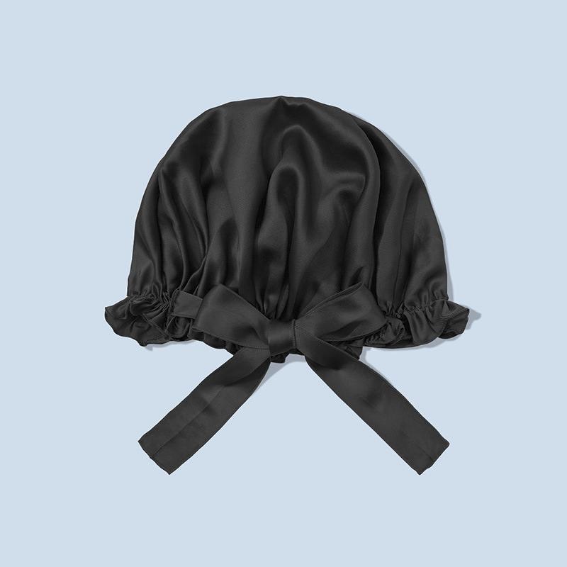 Best Selling 19 Momme Mulberry Silk Hair Bonnets Custom Logo Silk Turban for Hair чёрный