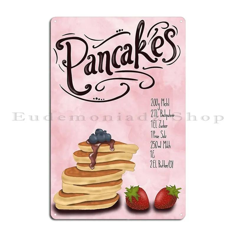 Pancakes Illustration Metal Signs Wall Mural Plates Kitchen Print Pub Plates Tin Sign Poster