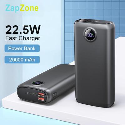 ZapZone Power Bank 20000mAh with 22.5W PD Fast Charging Powerbank Portable Battery Charger For iPhone 14 13 12 Pro Max Huawei SCP Charging Xiaomi