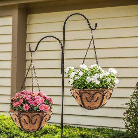 Confezione Da 4 Fioriere Rotonde In Metallo Da Appendere – Per Ringhiere E Balconi – Ferro Nero Con Gancio, Ø15x9 Cm – Per Piante Grasse E Fiori