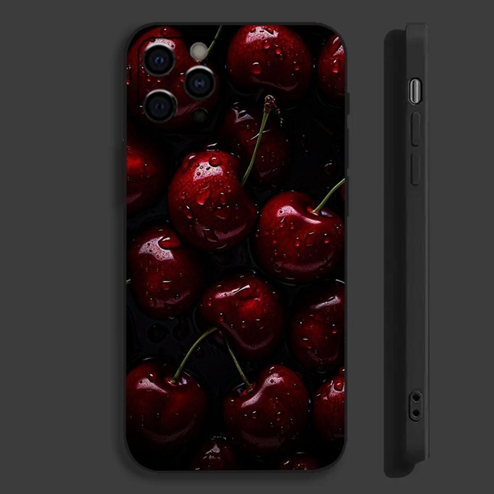 

Cherries Cherry Fruit Phone Case For Apple iPhone 15,14,13,12,11,Pro,X,XS,Max,XR,Plus,Mini Soft Black Cover iPhone12mini