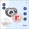 2pcs Baby Pacifier Set Silicone Soother for Newborns Infant Comfort Nipple with Cartoon Animal Design Safe Soft Material