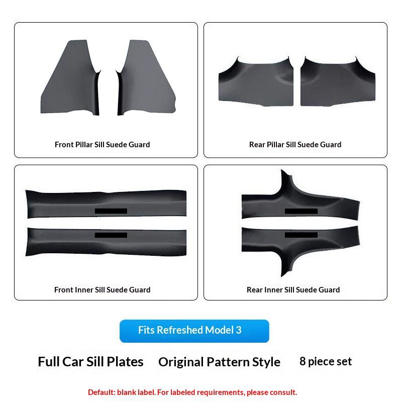 Fit For New Model 3 Model Y Automotive Carbon Fiber Texture Door Sill Scuff Plate Anti Collision Protector