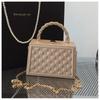 Simple bag Women's hand bag Box bag Delicate plaid chain Crossbody handbag