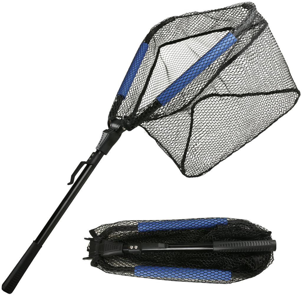 Telescopic Fishing Net with Blue Foam Rubber Coated  Foldable Collapsible Fish Landing Net for Saltwater Freshwater Fish Catch
