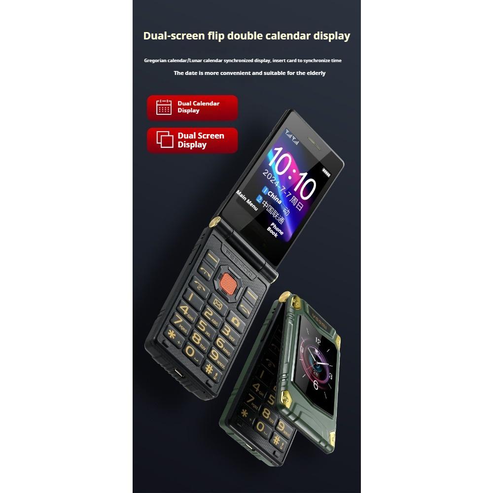 Dual-Screen Full Netcom Klapphülle für Senioren Dual-SIM Große Schriftzeichen Mobiltelefone