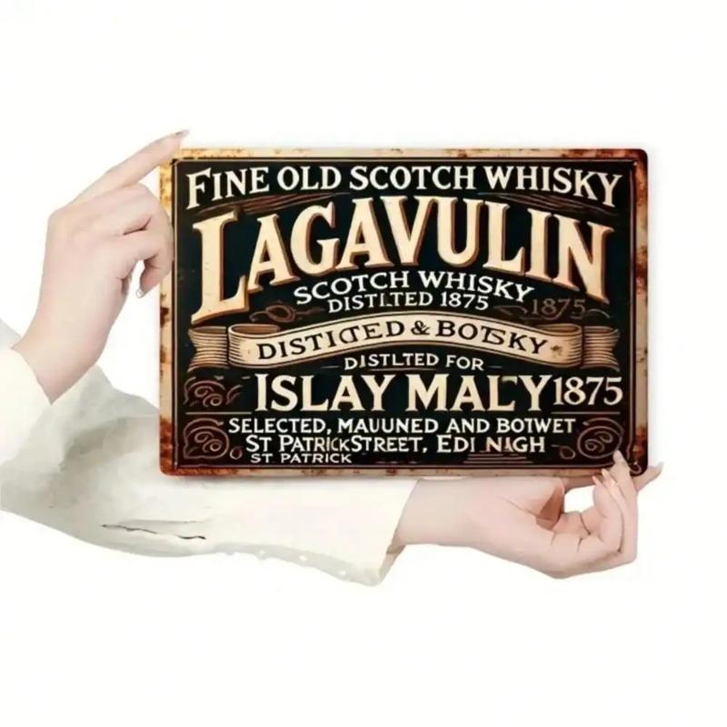 Metal Tin Sign Bar Decor Vintage Whiskey Plaque Wall Art