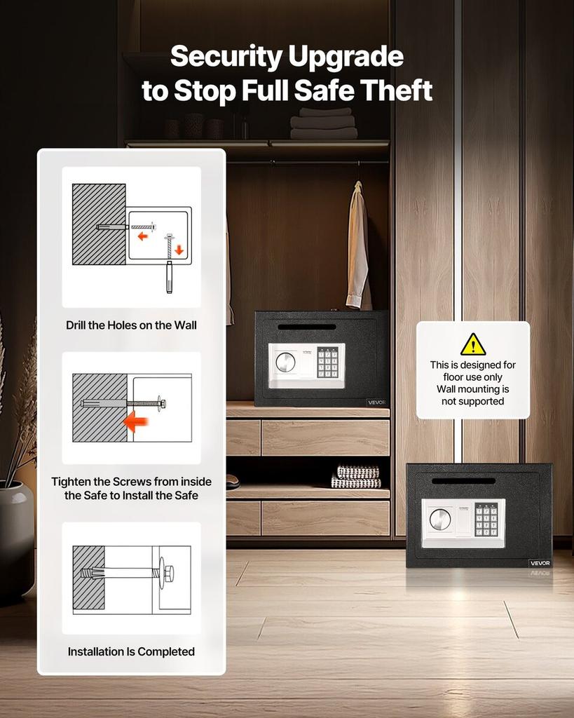 0.6 Cubic Feet Drop Safe, Drop Slot Safe Box with Password and Turn Knob, Heavy Duty Compact Cash Depository Box with a Front Lock Slot for Cash, Bank