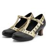 Women T-Strap Pumps  Kitten High Heels Cutout PU Shoes Small Oversize Plu Size 32 50