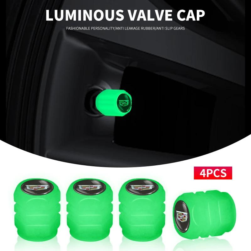 4pcs Fluorescent Valve Cover Decor Car Moto Dust Cover Accessories For Cadillac Escalade CTS ATS SRX STS XT5 XT4 XT6 XTS CT4