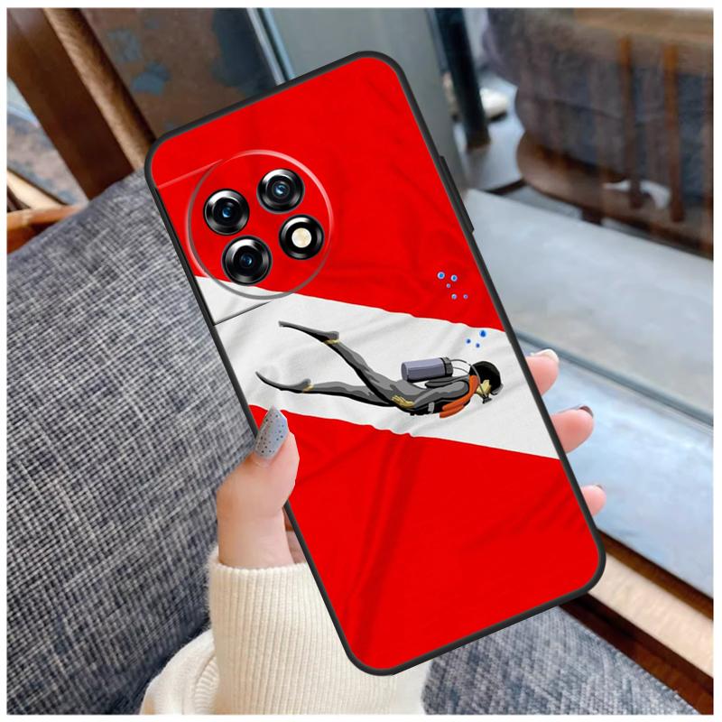 

Чехол для телефона OnePlus с флагом дайвера Down Diving Flag Для OnePlus 15 13 12 11 10 9 Pro 13R 13T 12R 10T 8T Nord CE 5 2 3 4 Lite N20 N30 Coque OnePlus 13R