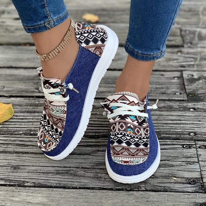 Comemore Large Size Ethnic Style Flat Bottom Casual Women's Shoes Spring New Breathable Soft Bottom Lazy Shoe Sneaker Sport