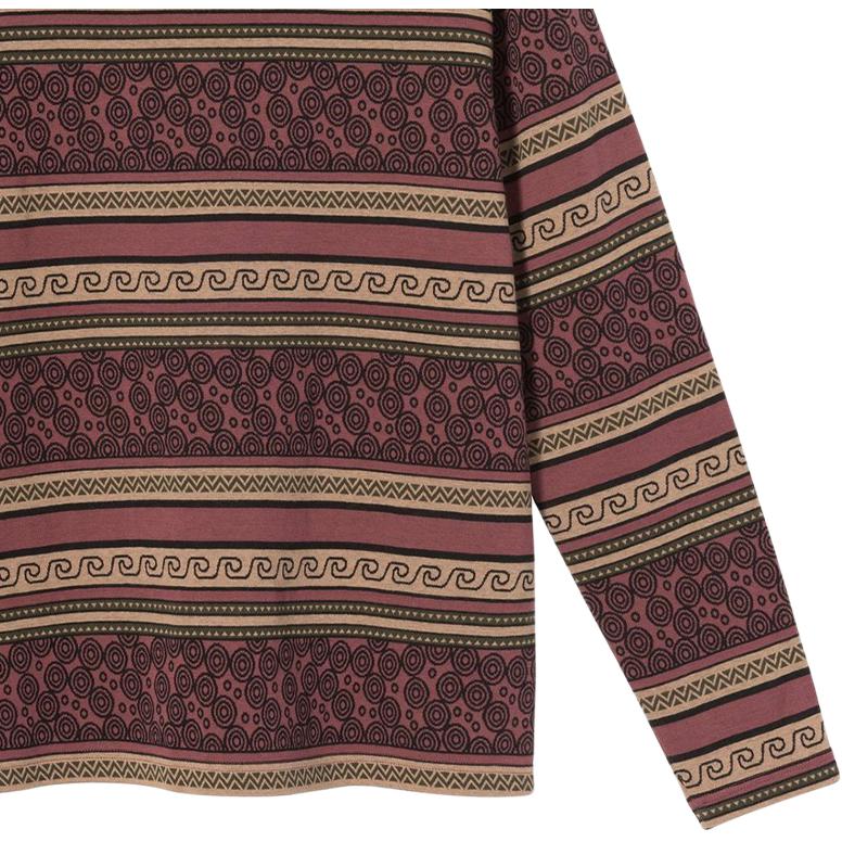 Stussy Cotton Knitted Striped Crew Neck Sweater Men sweater Dark-Red 1140231