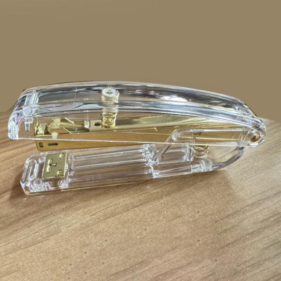 Transparent Desktop Stapler Labor-Saving Heavy Duty 25-sheet Capacity Anti-Slip Base Prevents Staple Jams One-finger Stapler School Office Supplies