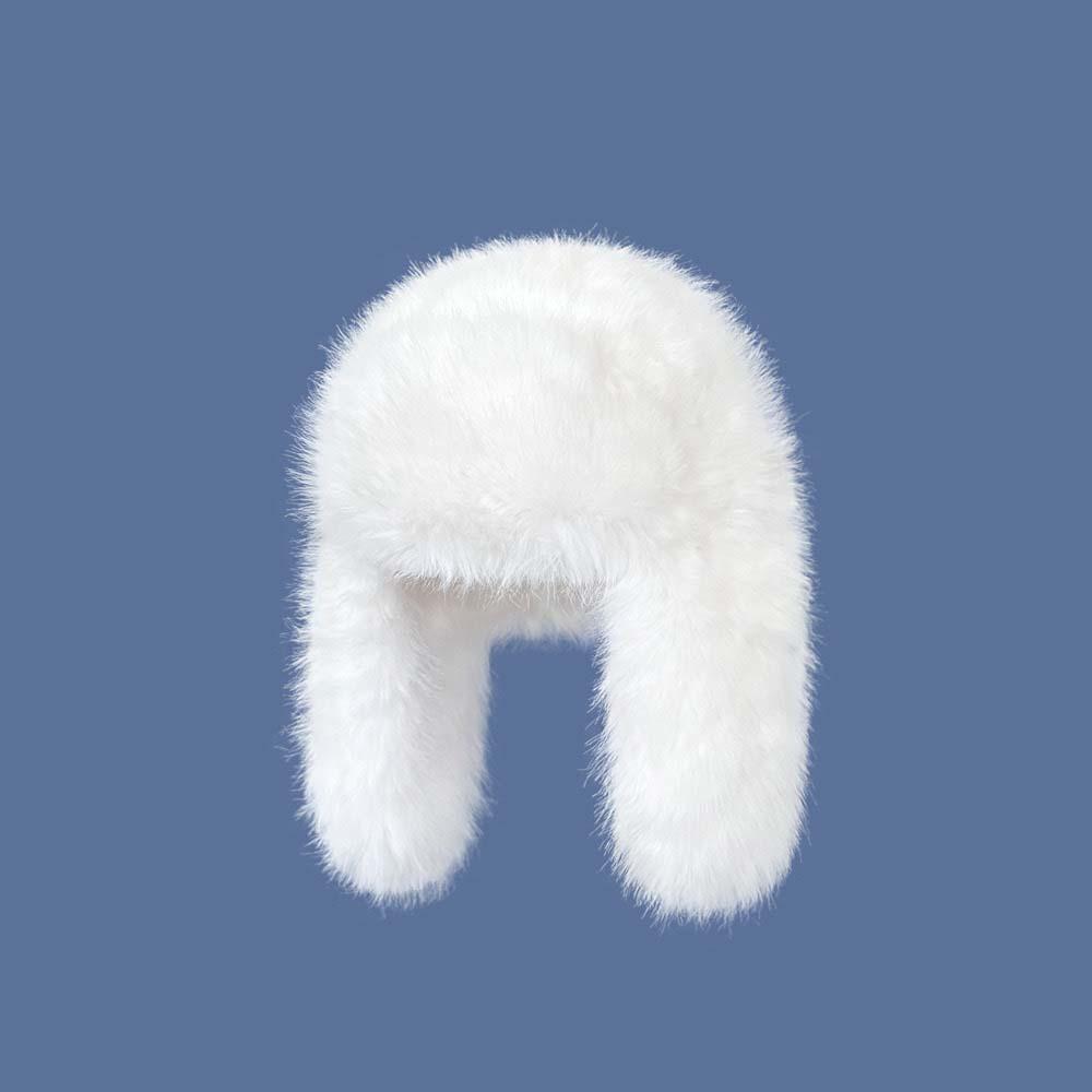 Anti-cold Faux Fur Pilot Cap Solid Color Ear Protection Hat Gifts Men Women Pilot Hat  Women
