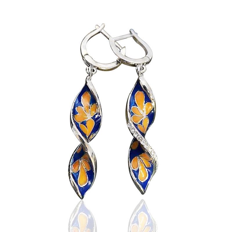 Cao Shi Hawaiian Plumeria Retro Drop Earrings - Ethnic Style Pendant