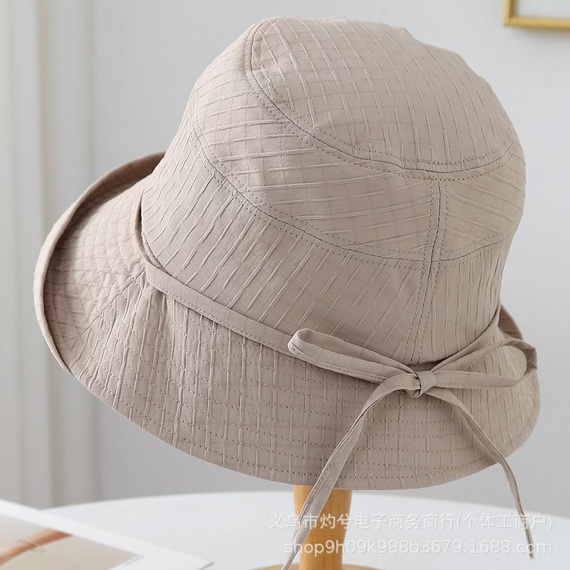 French Solid Color Bucket Hat Women's Spring and Autumn Plain and Versatile Face Small Bucket Hat Front Wide Brim Hat