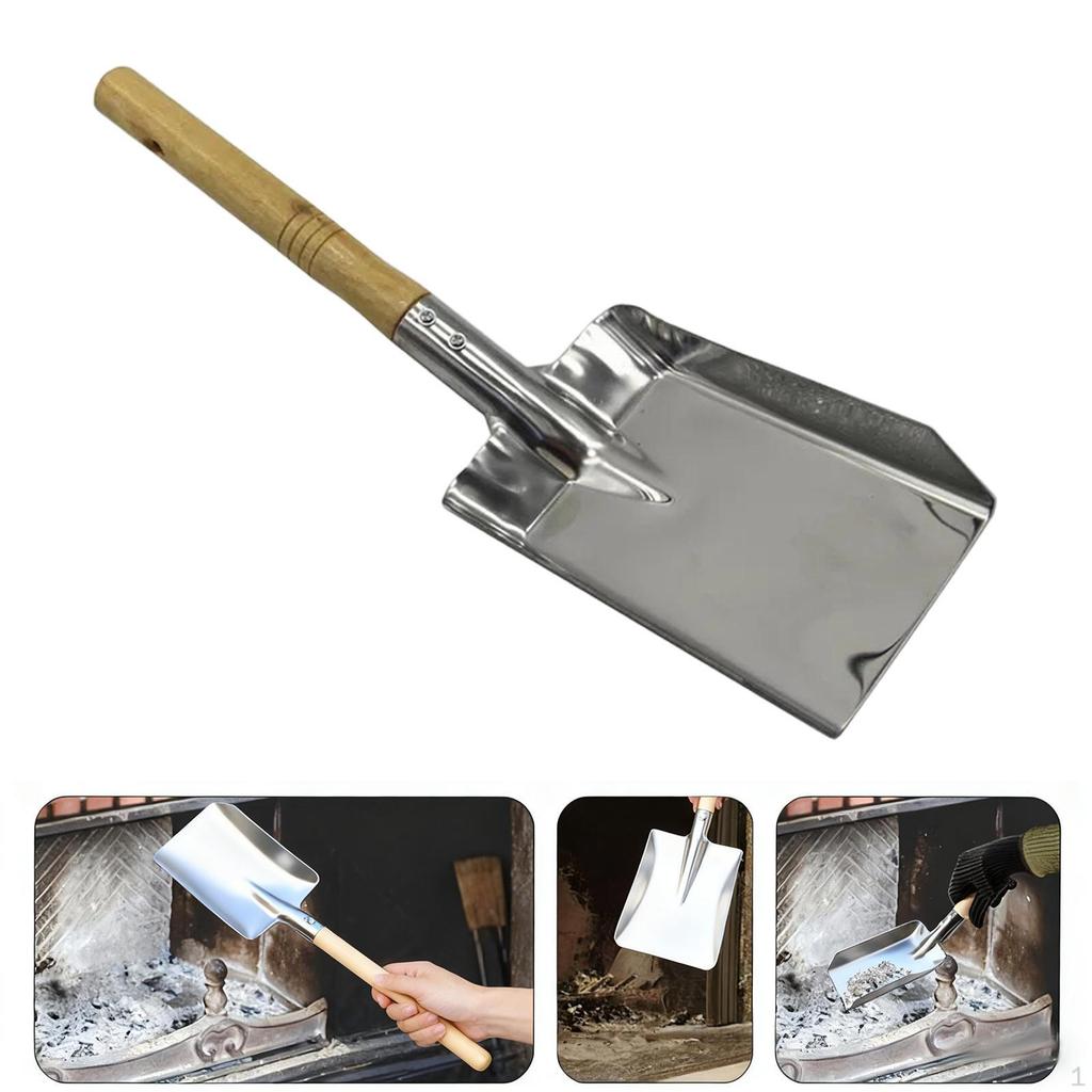 1 Piece Fireplace Ash Shovels Tool Gardening Wooden Handle for Wood Burner