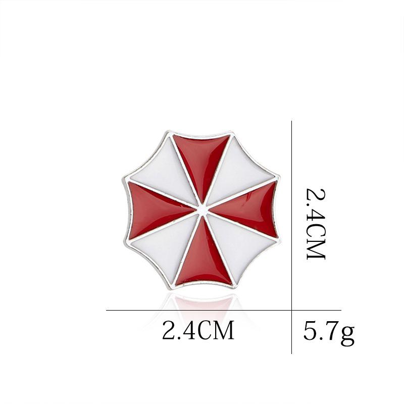Popular Broche de Umbrella de Resident Evil: Insignia de Aleación Europea y Americana con Diseño de Paraguas Rojo