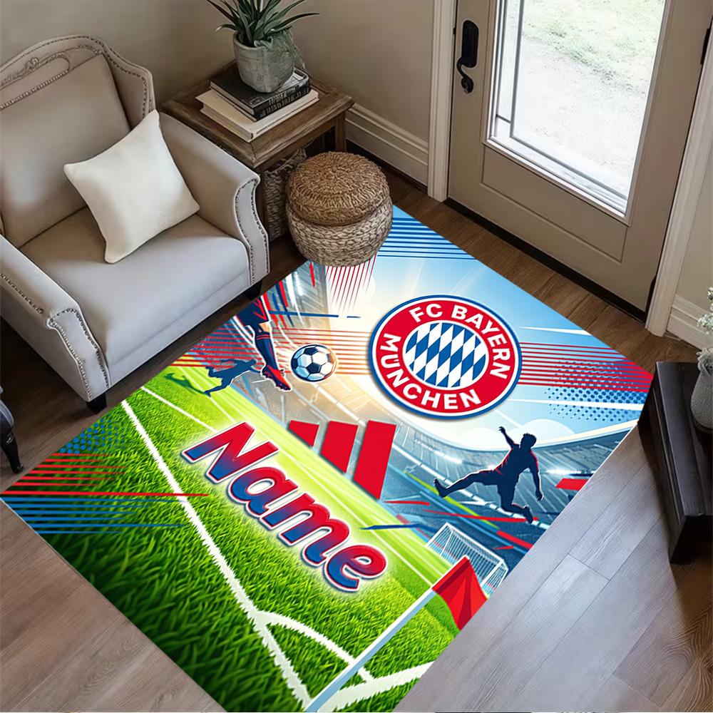 Bayern Munich Soccer Poster Carpet Design for Playrooms Study Room Dining Room Entryway Anti-slip Rug Anime Office Decor Best for Christmas