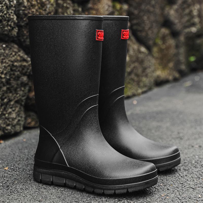 

Men s High-Top Non-Slip Rubber Rain Boots for Work, Car Washing, and Fishing 43