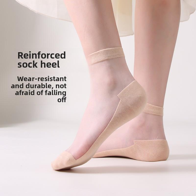 5 Pairs Spring and Summer Thin Fashion Breathable Color Cotton Crystal Socks Women's Stockings Short Stockings Women's Mid-tube Socks